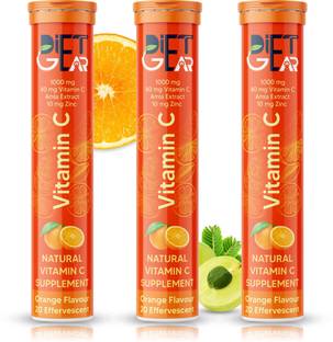 DIET GEAR Vitamin C + Zinc |1000mg Natural Amla Extract with 10mg Zinc|100% RDA|Sugar Free
