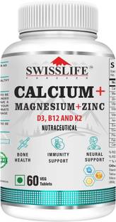 SWISSLIFE FOREVER Calcium Magnesium Zinc Vitamin D3/ B12 /K2 For Bone Health|Immunity Support
