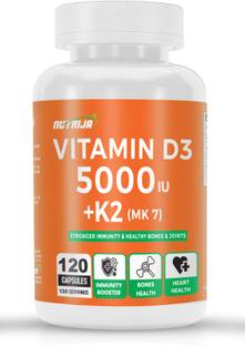 NutriJa Vitamin D3 5000iu + K2 100mcg as MK7 Supplement
