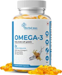 Herbal max Fish oil (1000 Omega 3, with 180 mg EPA & 120 mg) for brain, heart | eye health