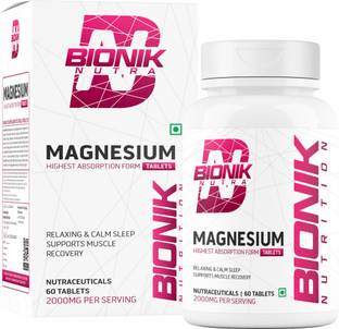 BIONIK NUTRITION Magnesium Glycinate 2000mg for Sleep, Muscle Recovery & Stress Relief – 60 Tabs