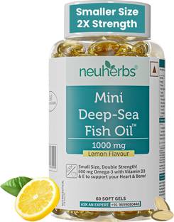 Neuherbs Mini Deep Sea Omega 3 Fish Oil 1000mg, EPA- 360mg, DHA- 240mg For Heart & Brain