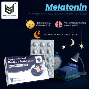 Black mirror MELATONIN 10MG for HEALTHY NATURAL & RESTFUL SLEEP SUPPORT chewable 15 PILLS