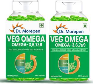 Dr. Morepen Veg Omega 3,6,7 & 9 Fatty Acid with Flax Seed Oil|500mg|Supports Joints & Heart