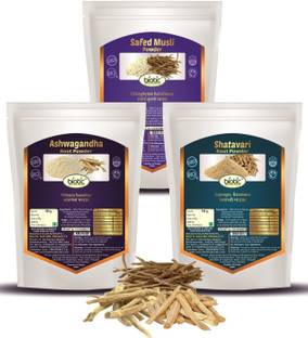 biotic Safed Musli, Ashwagandha & Shatavari Powder - Combo 100 g Each