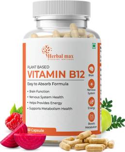 Herbal max Plant Based Vitamin B-12, 2.2mcg |Boost Energy Level, Supports Brain Function