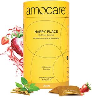 Amocare Energy Gummies - Men | Ashwagandha & Vit D | Strawberry