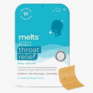 Wellbeing Nutrition Melts instant Throat Relief with 100% Natural Cough,Sore Throat Relief,Pain Relief