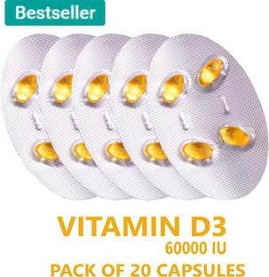 PHARMAZAIN LIFE SCIENCES Vitamin D3 60000 IU Capsule for Bone Joint Mental Health & Heart for Men & Women
