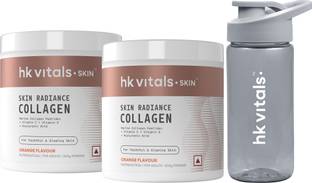 HEALTHKART Skin Radiance Collagen Supplement with Biotin, Orange with Sipper