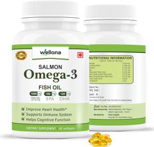 Wellona Salmon Omega 3 Fish Oil Capsules for Heart, Brain and Joint Support-1000mg