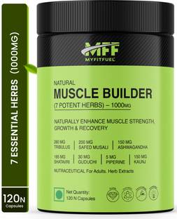 MyFitFuel Natural Muscle Builder, 7 Herbs 1000mg Enhance Muscle Strength Recovery 120 Caps