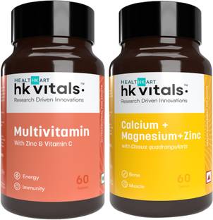 HEALTHKART HK Vitals Multivitamin + Calcium, Unflavoured (Pack of 2)