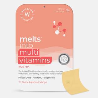 Wellbeing Nutrition Plant Based Multivitamin with 100% RDA of Vitamin A,Vitamin C -Oral Strips