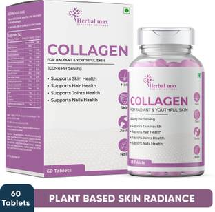 Herbal max Collagen For Radiant & Youthful Skin, Hair, Joints & Nails | Plant Based, 800mg