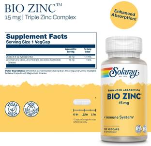 Solaray Bio Zinc Supplement, 15mg, 100 Count