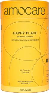 Amocare Happy Place | Gummies - Women | Ashwagandha & Vit D | Strawberry