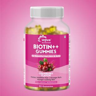 Urjiva NUTRITION BIOTIN++GUMMIES Cranberry Flavor For Beautiful Hari,Skin &Nails