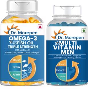 Dr. Morepen Multivitamin Men And Omega 3 Triple Strength For Heart Health, Bones & Joints