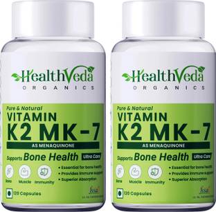 Health Veda Organics Vitamin K2 MK-7, 100% Vegetarian Vitamin K2 Benefits in Bone Health - 55mcg