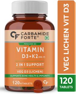 CARBAMIDE FORTE Vitamin D3 K2 MK7 | Plant Based Veg Vitamin D3 Tablets Lichen Source