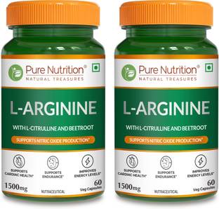 Pure Nutrition L-Arginine 1500mg with Green Coffee & Beetroot, Supports Muscle Growth & Stamina