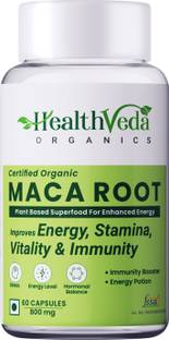 Health Veda Organics Maca Root Capsules Promotes Reproductive Health, Boosts Energy & Performance