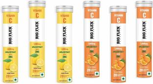 Bigflex Vitamin-C 1000mg Natural Amla Extract + 10mg Zinc effervescent Orange & Lemon