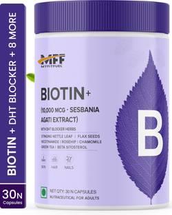 MyFitFuel Biotin+ 10,000mg Sesbania+ 10 Hair Key Extracts, Ingredients Plant Based 30 Nos