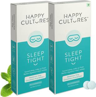 Happy Cultures Sleep Tight Melatonin 5Mg & Probiotics| Deep Sleep, Non-Addictive|Mint taste