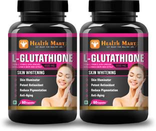 Health Mart L-Glutathione Skin Whitening Capsule with vitamin C , E & Grape seed Extract