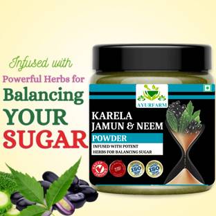 Ayur Farm Karela Jamun Powder with Neem For Blood Sugar Care | Neem Karela Jamun Powder