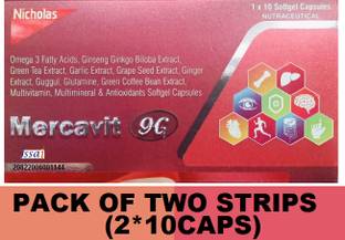 OBEXA PREMIUM MERCAVIT 9G MULTIVITAMIN CAPSULE WITH GINKO BILOBA AND OMEGA (2*10CAPS)