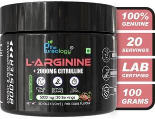 thepureology L-Arginine 3500mg + Citrulline Malate 1500mg Pink Guava Flavour 100 grams