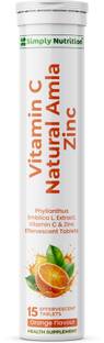 Simply Nutrition Natural Vit C 1000mg Amla, Zn (15 Effervescent Tablets)