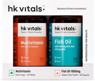 HEALTHKART HK Vitals Fish Oil with Omega 3 and Multivitamin Combo, For Men and Women