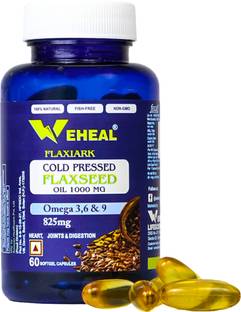 FLAXIARK Weheal Cold Pressed Flaxseed Oil Capsules 1000mg with Omega 3 6 9
