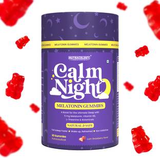 Nutracology Calm Night Melatonin Gummies for Deep Sleep Reduced Stress | No Added Sugar |