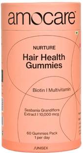 Amocare Biotin Gummies | Healthy Hair, Nails & Skin | Strawberry Flavor | Men & Women
