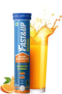 FAST&UP Reload Instant Electrolyte Energy Drink, 20 Effervescent Tablets, Orange Flavor
