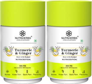 Nutriherbs Turmeric & Ginger Capsule with Black Pepper and Bio Curcumin for Joint Health