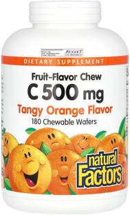Natural Factors Vitamin C Fruit-Flavor Chew, Tangy Orange, 500 mg, 180 Chewable Wafers