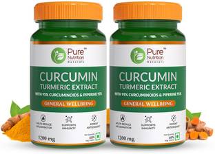 Pure Nutrition Curcumin Tablets with Piperine for Healthy Joints (Pack Of 2)