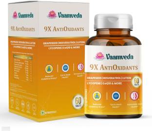 Vaamveda 9X Antioxidant Supplement Capsules with CoQ10, Grapeseed, Resveratrol, and More