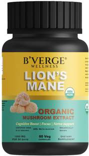 BVERGE Lions Mane Supplement Nootropic Mushroom Capsules Focus Brain Power Nerve Health