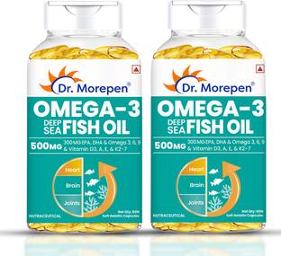 Dr. Morepen Omega-3 Deep Sea Fish Oil | 500mg Capsules with Vitamin A & E| No Fishy Burps