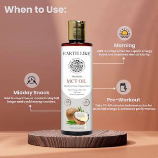Earth Like 100% Pure Medium Chain Triglycerides for Energy, Metabolism (MCT Oil 200ml)