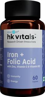 HEALTHKART HK Vitals Iron + Folic Acid with Zinc, Vitamin C & Vitamin B12