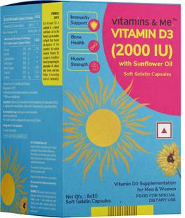 Vitamins & Me Vitamin D3 2000 IU, with Sunflower Oil, 60 softgels