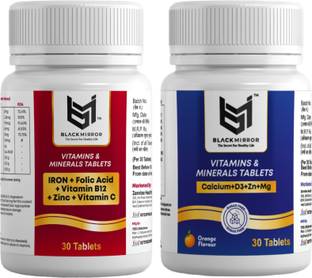 Black mirror IRON, CALCIUM VIT B12 WITH D3 & C, FOLIC ACID, ZINC SUPPLIMENTS TABLETS
